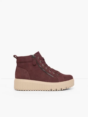 Sneakersy Jana z wysoką cholewką, na platformie BonPrix czerwony