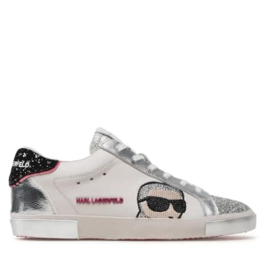 Sneakersy KARL LAGERFELD KL60136F Off White Text Lthr w/Silver