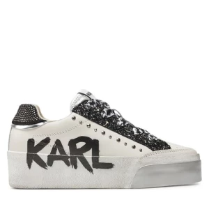 Sneakersy KARL LAGERFELD KL60190 White Textured Lthr w/Blk 110