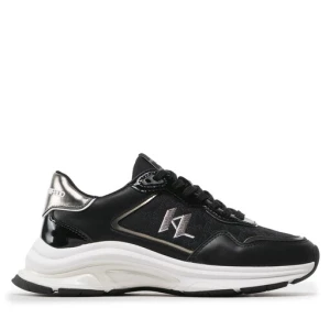 Sneakersy KARL LAGERFELD KL63165 Black Lthr/Text W/Silver