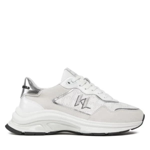 Sneakersy KARL LAGERFELD KL63165 White Lthr & Textile w/Silver