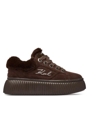 Sneakersy KARL LAGERFELD Kreeper Lo KL42312L Brązowy ciemny