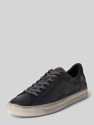 Sneakersy Low w stylu used z skóra bydlęca nappa La Martina Czarny