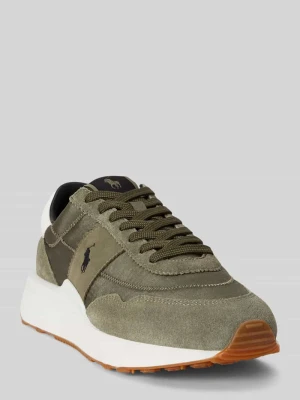 Sneakersy Low z skóra bydlęca nappa z detalami z logo Polo Ralph Lauren Oliwkowy