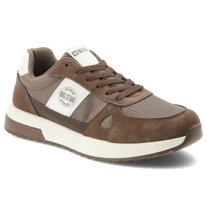 Sneakersy męskie Big Star, tekstylna cholewka wzmocnienia ze skóry ekologicznej sznurowany fason amortyzująca gruba podeszwa, brązowe, TT174353