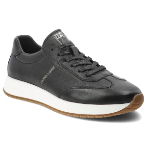 Sneakersy męskie Daniel Lopez, skóra naturalna sznurowany fason gruba amortyzująca podeszwa okrągły nosek minimalistyczny design, czarne, TT1D4019