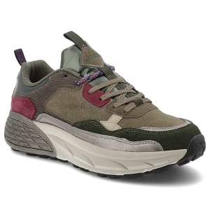 Sneakersy męskie Jeep, sportowe skórzane zamszowe na grubej platformie sznurowane, zielone, JL52520A-282