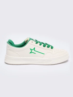 Sneakersy męskie kremowe z zielonymi wstawkami NN174119 801 BIG STAR
