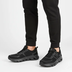 Sneakersy męskie Rieker, lekka konstrukcja z oddychającej tkaniny zapewniająca komfort na co dzień amortyzująca podeszwa, czarne, U3504-00