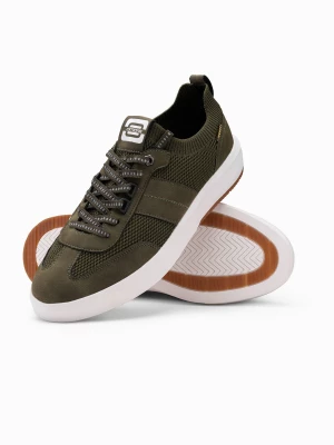 Sneakersy męskie wsuwane ze strukturalnego materiału – oliwkowe V2 OM-FOSL-0154
 -                                    40