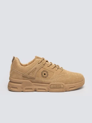 Sneakersy męskie ze skóry ekologicznej beżowe OO174578 801 BIG STAR