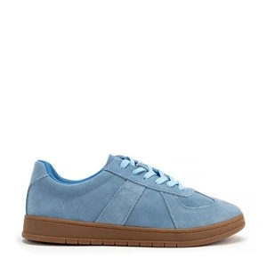 Sneakersy męskie ze skóry zamszowej niebieskie Wittchen