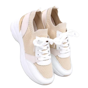 Sneakersy na koturnie Davis Beige - Inello beżowy