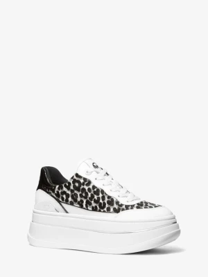 Sneakersy na platformie Hayes ze skóry cielęcej w lamparci wzór Michael Kors