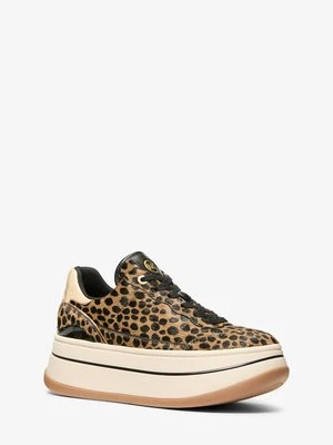Zdjęcie produktu Sneakersy na platformie Hayes ze skóry cielęcej w lamparci wzór MICHAEL Michael Kors