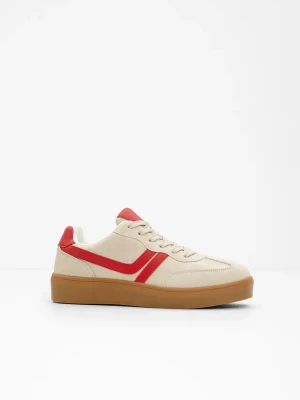 Sneakersy na platformie w stylu retro BonPrix beżowy