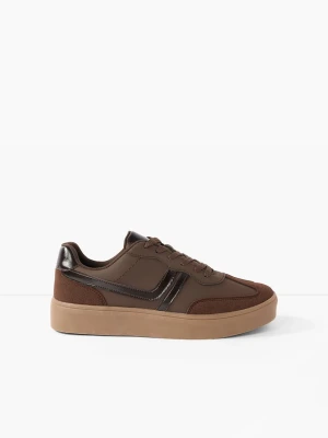 Sneakersy na platformie w stylu retro BonPrix brązowy