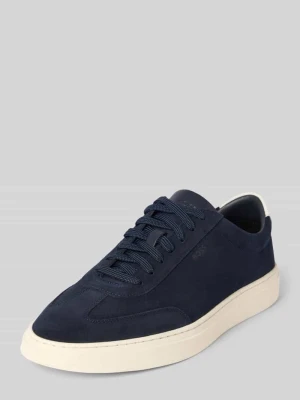 Sneakersy niskie ze skóry welurowej Boss