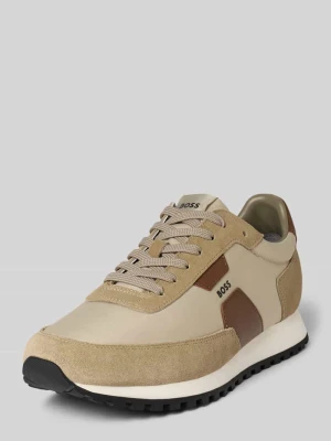 Sneakersy niskie ze skórzanymi detalami Boss