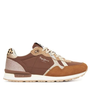 Sneakersy Pepe Jeans Brit Glitter W PLS400005 Brązowy