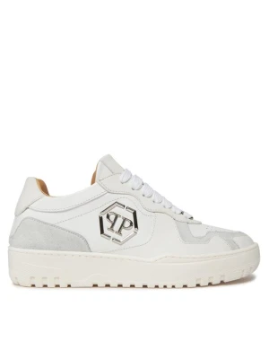Sneakersy PHILIPP PLEIN Mix Leather Lo Top Sneakers SADS USC0545 PLE010N 01 Biały