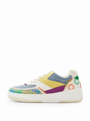 Sneakersy retro z wielobarwnym patchworkowym nadrukiem Desigual