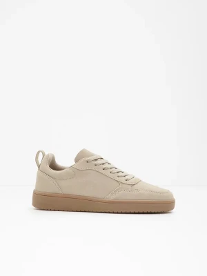 Sneakersy skórzane BonPrix beżowy