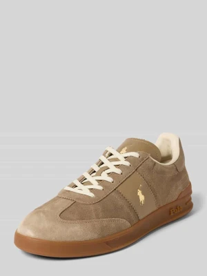 Sneakersy skórzane z detalem z logo Polo Ralph Lauren