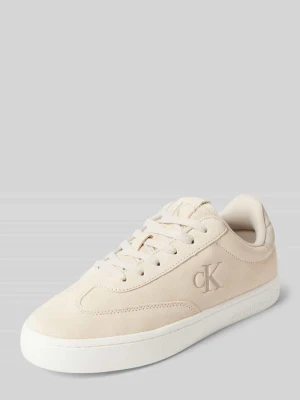 Sneakersy skórzane z nadrukiem z logo Calvin Klein Jeans