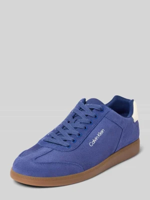 Sneakersy skórzane z napisem z logo CK Calvin Klein