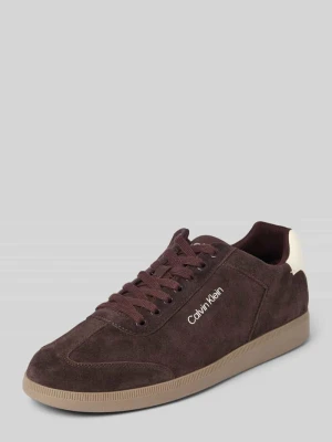 Sneakersy skórzane z napisem z logo CK Calvin Klein