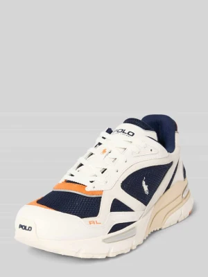 Sneakersy skórzane z obszyciem w kontrastowym kolorze model ‘TRACKSTR’ Polo Sport