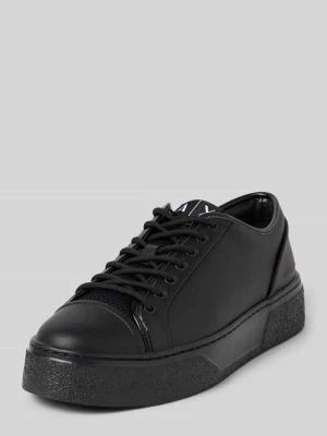 Sneakersy skórzane z podeszwą na platformie model ‘Lace Up’ Armani Exchange