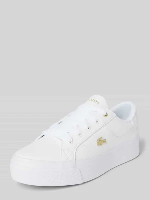 Sneakersy skórzane z podeszwą na platformie model ‘ZIANE’ Lacoste Biały