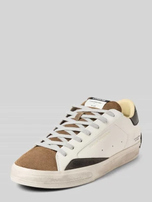 Sneakersy skórzane ze sznurowaniem model ‘DISTRESSED 2.0’ Crime London Biały