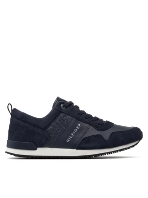 Sneakersy Tommy Hilfiger Iconic Leather Suede Mix Runner FM0FM00924 Granatowy