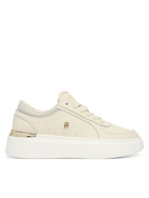 Sneakersy Tommy Hilfiger Shiny Leather Platform Sneaker FW0FW09364 Écru Kremowy