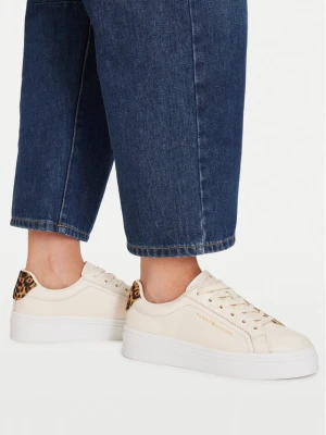 Sneakersy Tommy Hilfiger Th Feminine Platform Cheetah FW0FW09693 Beżowy jasny
