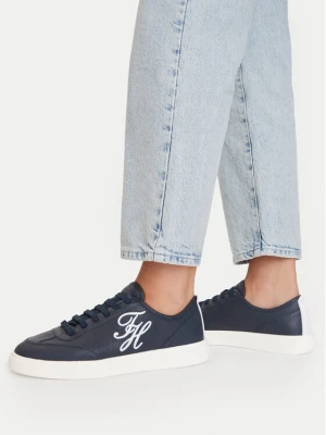 Sneakersy Tommy Hilfiger Th Icon Court Script Premium FW0FW09604 Granatowy