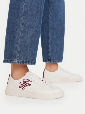 Sneakersy Tommy Hilfiger Th Icon Court Script Premium FW0FW09604 Kremowy