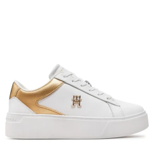 Sneakersy Tommy Hilfiger Th Platform Court Sneaker Gld FW0FW08073 Biały