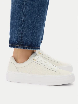 Sneakersy Tommy Hilfiger Th Platform Sneaker Quilted FW0FW09265 Écru Kremowy