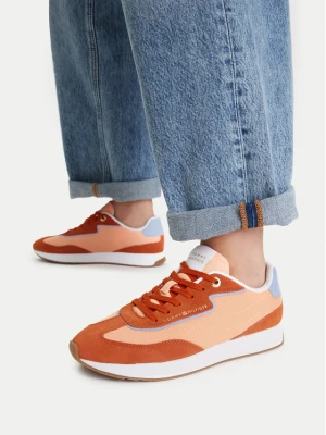 Sneakersy Tommy Hilfiger Th Retro Runner Mix FW0FW09410 Pomarańczowy
