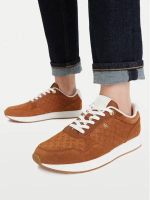 Sneakersy Tommy Hilfiger Th Runner Suede Monogram FW0FW09620 Brązowy