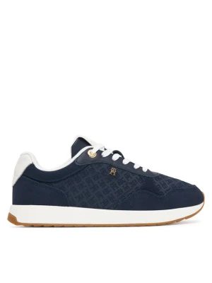 Sneakersy Tommy Hilfiger Th Runner Suede Monogram FW0FW09620 Granatowy