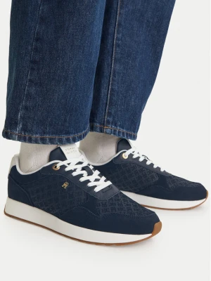 Sneakersy Tommy Hilfiger Th Runner Suede Monogram FW0FW09620 Granatowy