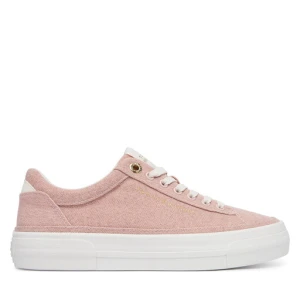Sneakersy Tommy Hilfiger Washed Canvas Platform Trainers FW0FW09172 Różowy