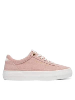 Sneakersy Tommy Hilfiger Washed Canvas Platform Trainers FW0FW09172 Różowy