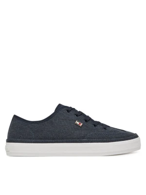 Sneakersy Tommy Hilfiger Washed Canvas Vulc Sneaker FW0FW08894 Granatowy