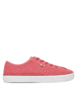 Sneakersy Tommy Hilfiger Washed Canvas Vulc Sneaker FW0FW08894 Różowy